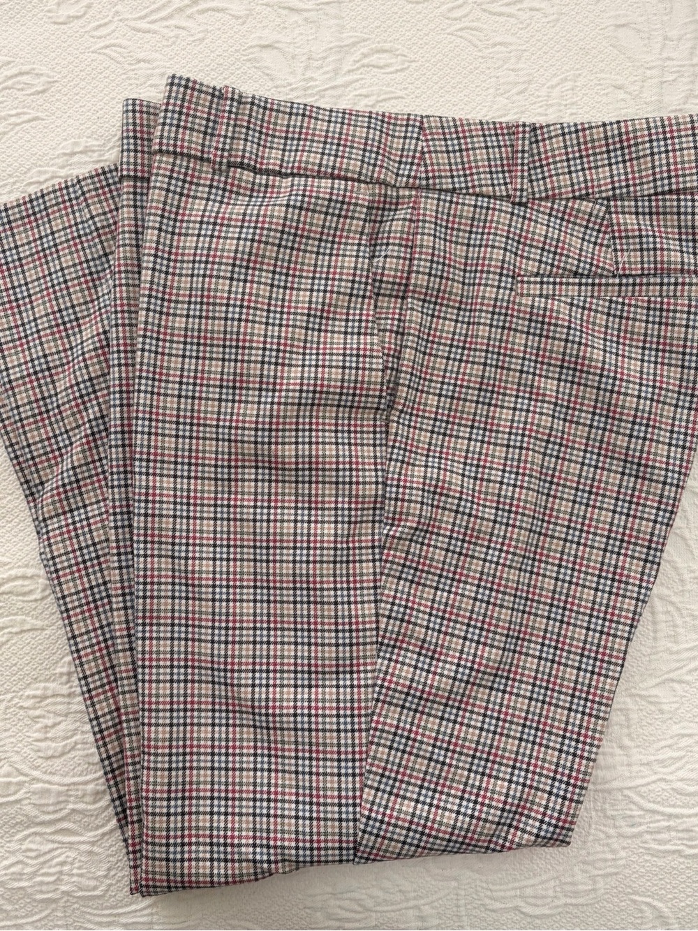 LOFT Plaid Trousers in Black, White & Red